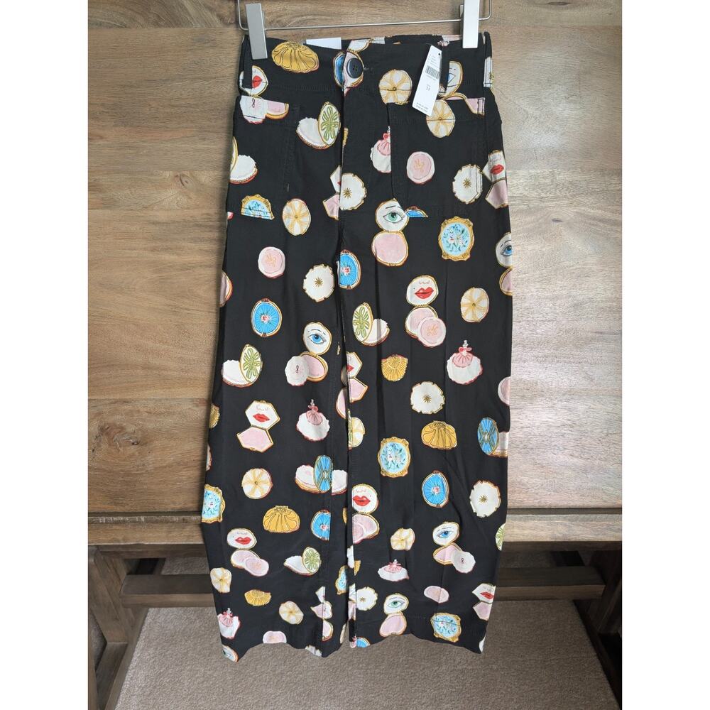 NWT Maeve The Colette Crop Pants Womens 24 Multi Print Patch Pockets Wide Leg